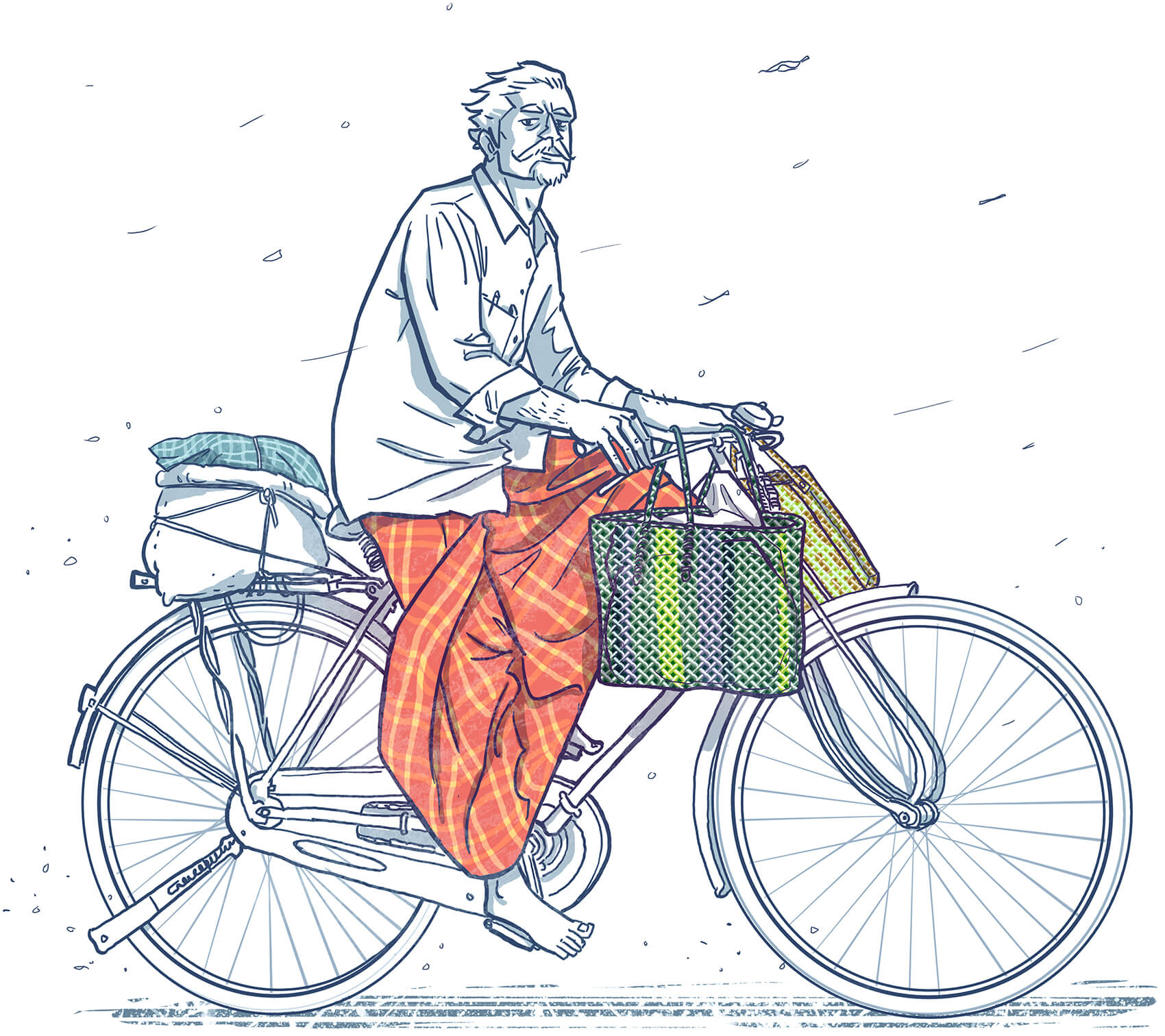 THAMPY - THE MILLER  -  In the past, Thampy had a door-to-door delivery service wherein he cycled to his customers’ houses and collected the grains, did the milling and delivered the flour back to the respective houses.

